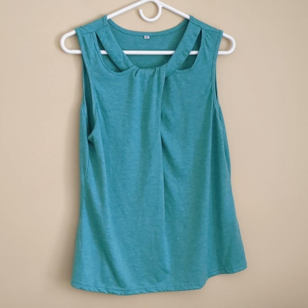 XL Green Tank Top Shirt Unbranded Green Blue Soft Solid Color